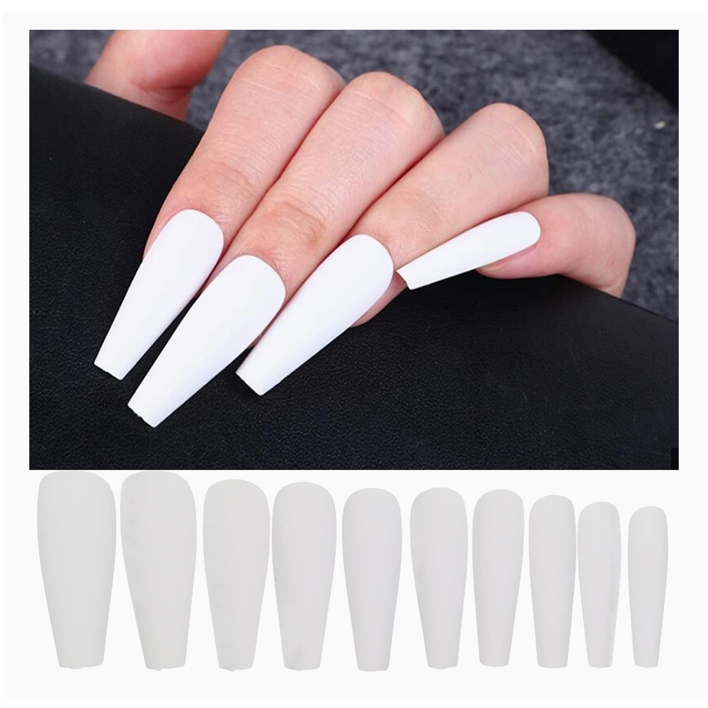 💌BO/GO$6 White Coffin 20pcs Press On False nails (20 nails) white matte